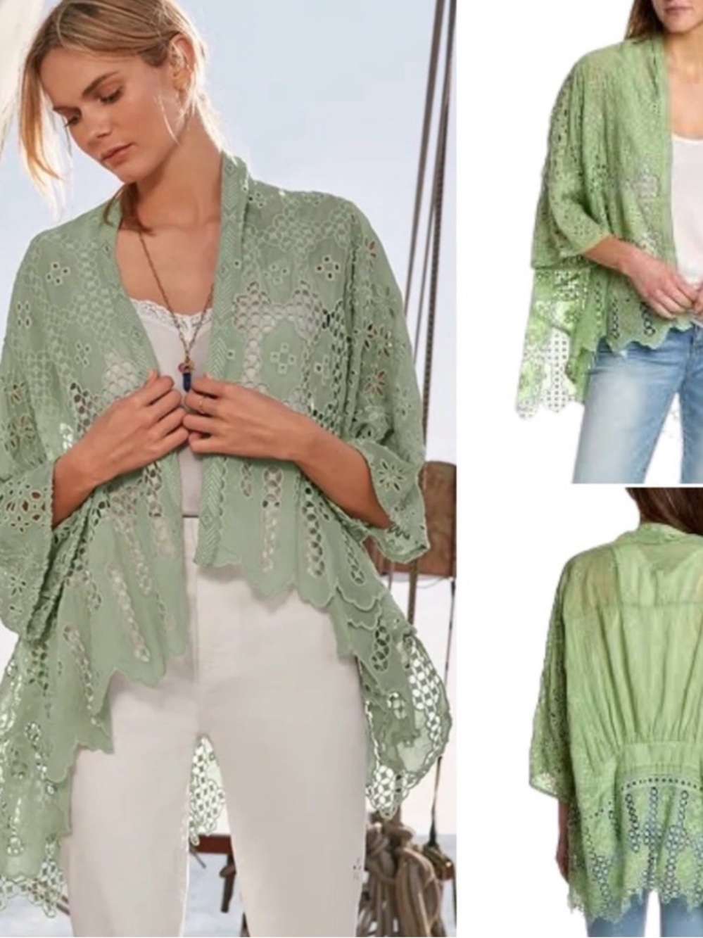 JOHNNY WAS BAEZ SALACIA KIMONO M SAGE GREEN